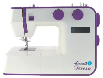 Zdjęcie produktu dla Łucznik , Fioletowy, Biały, Półautomatyczna maszyna do szycia, Owerlok, Szycie, 1 stopień, 0 - 4 mm, Obrotowy
