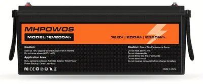 Immagine prodotto di Batteria LiFePO4 - Batteria al litio - Batteria per camper - Batteria per energia solare - Batteria di emergenza - 12,8V 200Ah