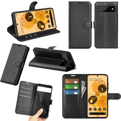 Produktbild von Für Google Pixel 7 Pro Handy Tasche Schwarz Etuis Kunst-Leder Cover Hülle Schutz