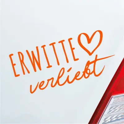 Produktbild von Auto Aufkleber Erwitte verliebt Herz Stadt Heimat Liebe Car 19x9 cm Orange Sticker Heckscheibenaufkleber