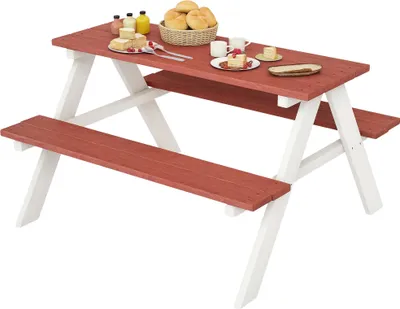 Produktbild von Kindersitzgruppe aus Holz - Picknicktisch mit 2 Bänken - Für Garten und Terrasse - Tannenholz - Für Kinder von 3–8 Jahren - Braun