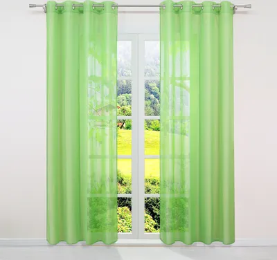 Produktbild von Gardinen Vorhänge Voile Gardine Transparent Dekoschal Uni Ösen Vorhang Grün HxB 145x140 cm 1 Stück