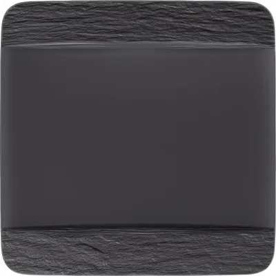 A square plate with a textured rim and a smooth center.