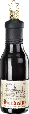 Zdjęcie produktu dla Ozdoba choinkowa – szklana butelka czerwonego wina Bordeaux, 12,5 cm, czarna