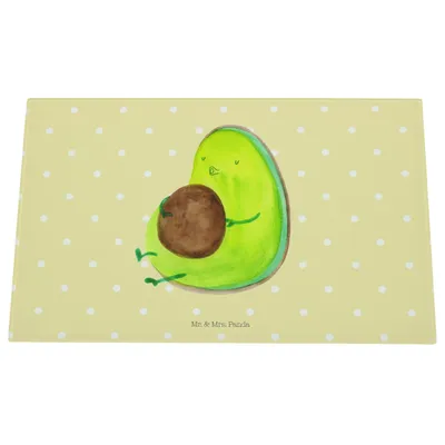 Produktbild von Mr. & Mrs. Panda Glas Schneidbrett Avocado Pfeifen - Gelb Pastell - Geschenk, Ernährung, Schneidebrett, Schneideplatte, Aus, Küchenbrett, Schwanger, Diät, Hackbrett
