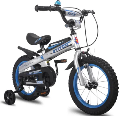 Image de HILAND Knight Vélo enfant 16 pouces (enfants 2-7 ans) Vélo avec sonnette Frein à main Garde-boue, Bleu