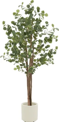 Produktbild von ML-Design Künstliche Eukalyptus 180 cm, Kunstpflanze mit Naturholzstamm, Fake Plastikpflanzen im Topf, Deko für Drinnen und Draußen