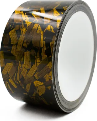 Produktbild von 8,5m Zierstreifen 40mm Forged Carbon Gold Glanz Auto Motorrad Kfz Dekorstreifen