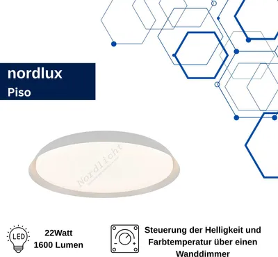 Produktbild von Deckenleuchte Nordlux Piso skandinavisches Design LED 22 Watt Weiß 36,5 cm Dim-to-warm Deckenlampe