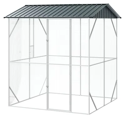 Produktbild von Voliere Anthrazit 208 x 215 x 247 cm aus Stahl im industriellen Vogelkäfig-Design