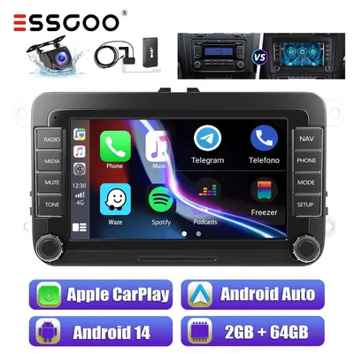 Obrázek produktu pro Autorádio 2 DIN, 7palcový dotykový displej, operační systém Android 14, GPS navigace, DAB+, Carplay, Android Auto, Bluetooth, Wi-Fi, handsfree, 2 GB RAM, 64 GB paměť, 4x45 Watt