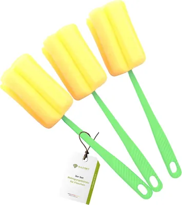 Imagen del producto de Juego de cepillos para botellas, de 3 piezas, para biberones y vasos, ideal para la limpieza de la cocina