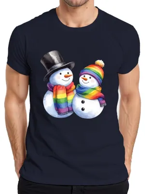 Immagine prodotto di Maglietta da uomo LGBTQ+ Snowmen - Christmas Gift, Navy, M