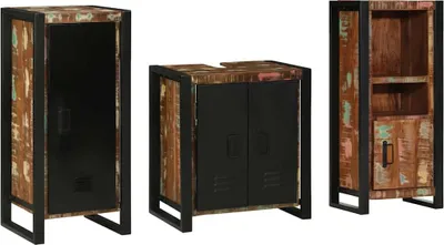 Immagine prodotto di vidaXL Set di mobili da bagno, 3 pezzi, multicolore e nero