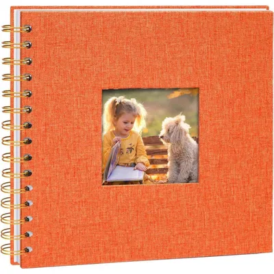 Productafbeelding van Fotoalbum, spiraalalbum, scrapboek, linnen, 20,5 x 20,5 cm, 40 pagina's, oranje