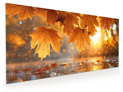 Produktbild von Küchenrückwand Spritzschutz Glas mit Motiv Herbstliche Blätter 40 x 40 cm
