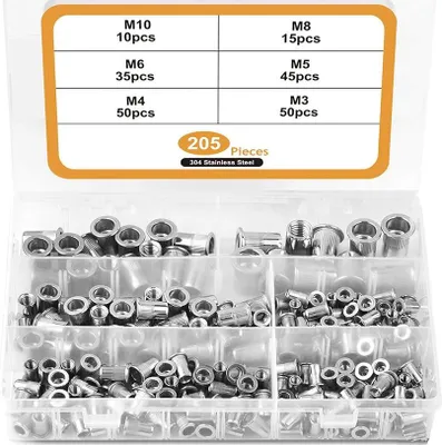 Produktbild von INF 205 Stk. Edelstahl Rändelmutter-Nietmuttern Set, Rivnut Sortiment