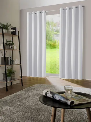 Produktbild von heimtexland ® Verdunklungsvorhang 1 Paar Verdunklungsgardinen Thermovorhänge Ösenschal Grau-Weiß HxB 245 x 135 cm