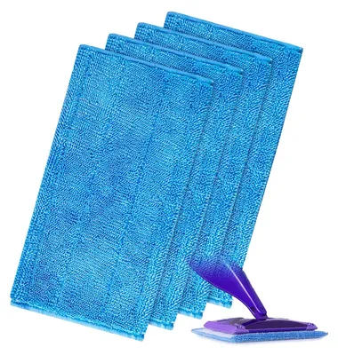 4 Mikrofasermoppads, waschbar, blau, für Swiffer-Mopps