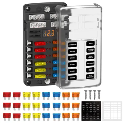 12-fach Sicherungshalter 12V LED, ATC/ATO, 24 Stück, für Auto/Boot