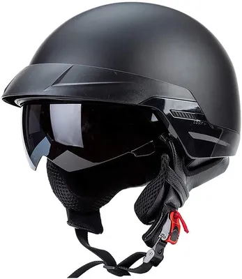 Produktbild von Retro-Motorradhelm mit offener Gesichtsgestaltung und doppelter Visierung