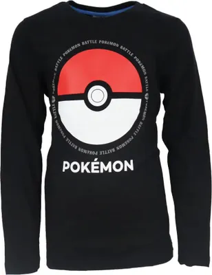 Produktbild von Pokemon Pokeball Jungen langarm T-Shirt Langarmshirt – Schwarz / 146