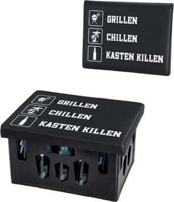 Produktbild von GRILLEN Bierkastensitz ca. 43 x 33 cm mit Aufdruck-Grillen Chillen Kasten killen