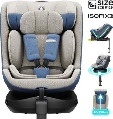 Image de Daliya® BRAVO i-Size, siège auto pivotant à 360°, fixation ISOFIX et pied d'appui, siège auto évolutif de 0 à 12 ans (40 à 150 cm), respirant, siège auto pour enfant