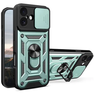 Produktbild von Hülle für iPhone 17 Magnetische Ring Ständer Halter Dia Kameraschutz TPU Bumper Silikon Schutzhülle Grün