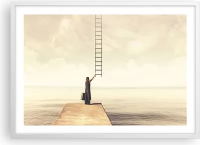 Produktbild von Gerahmtes Poster - Weißer Rahmen - Symbol Frau Leiter - 70x50 cm - Wand Bild - Wanddeko - Wandbilder - Kunstposter - Wandposter - Bilderrahmen - Bilder - Kunstdruck - Wandbild - P2WAA70x50-4339
