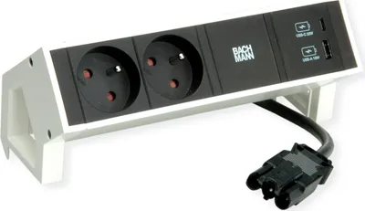 Produktbild von Bachmann Desk2 2Xute 1Xusb A/C 22W 0,2M Gst18 Ral9010