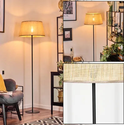 Produktbild von Reggio Stehlampe aus Metall/Papiergeflecht in Schwarz/Naturfarben/Beige