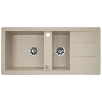 Zdjęcie produktu dla Laveo Barbados Zlewozmywak Granitowy 1,5 Komory z Ociekaczem, Beż, 1000x480 mm, Odwracalny, Odpływ 3,5", Automatyczne Zamknięcie, 10 Lat Gwarancji