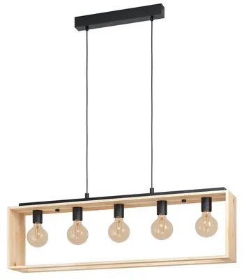 Image de Eglo 43414 FAMBOROUGH E27 Suspension à 5 lumières 1000x160mm Noir Naturel