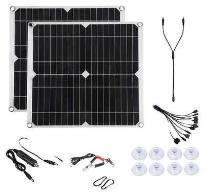Obrázok produktu pre Súprava solárnych panelov, prenosný zdroj energie, univerzálne nabíjanie, solárny panel 2×25 W