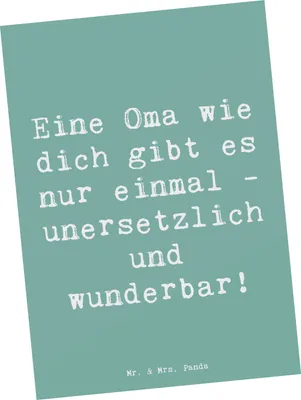 Produktbild von Mr. & Mrs. Panda Postkarte Spruch Einzigartige Oma - Meeresbrise - Geschenk, Bedanken, handgefertigt, Aufmerksamkeit, Ansichtskarten, Ansichtskarte, Handarbeit, Grußkarte