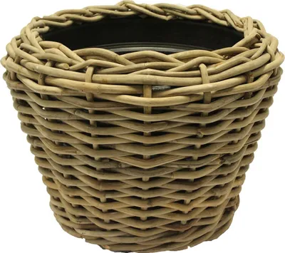 Produktbild von VAN DER LEEDEN DRYPOT® Rattan Pflanzkübel Grau Ø 68 cm - Sylter Körbe