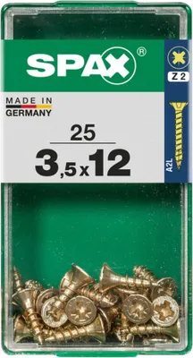 Produktbild von SPAX 4081020350121, Schraube, Stahl, Zink, Holz, Flachkopf, Pozidriv, Gelb