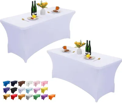 Produktbild von 2er Pack 6FT Stretch Elasthan Tischdecke waschbar und knitterfrei