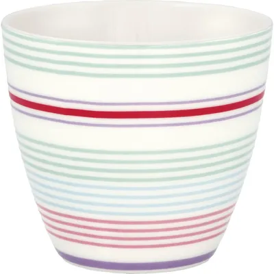 Produktbild von Greengate Latte Cup DIVIA Weiß mit Streifen Kaffeebecher 300 ml