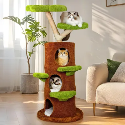Immagine prodotto di Albero per gatti - Tiragraffi - Scala per gatti - Casetta per gatti - Arredamento per gatti - Altezza: 148 cm - Base robusta e stabile