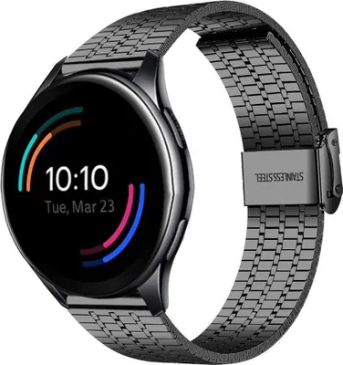 Produktbild von Strap it - Stahlarmband - Kompatibel mit OnePlus Watch Armband - Ersatzarmband Edelstahl - Verstellbarer Verschluss - Armband für Smartwatch - für Armband Schwarz