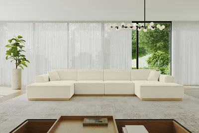 Produktbild von ALTDECOR Ecksofa in U-Form IREA-U2-v2 386x165x80 cm Beige Corner Sofa Bett Eckcouch Couch L-Form Wohnlandschaft Cauchsofa