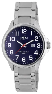 Produktbild von MPM-Quality Herrenuhr Legierung Silber Zifferblatt Dunkelblau Armband Silber