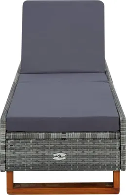 Immagine prodotto di Lettino prendisole con cuscino in poly rattan grigio