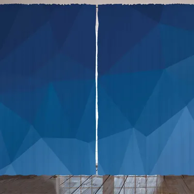 Produktbild von ARANDE Blau Gardine, Ozean Assoziative Origami Mosaik Polygonal Drucken, 280 x 245 cm, Kobaltblau Violettblau