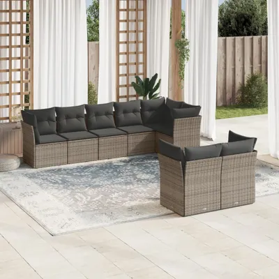 Produktbild von Möbel 8-tlg. Garten-Sofagarnitur mit Kissen Grau Poly Rattan 2024
