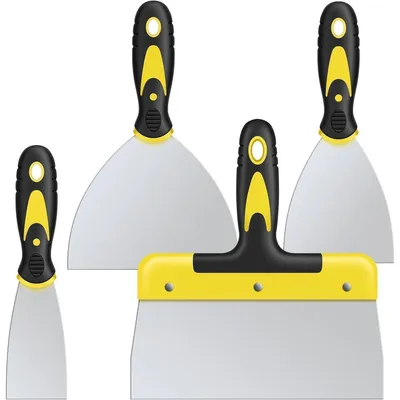 Produktbild von Spachtel Set 4 Stück Edelstahl Kunststoffgriff Malerspachtel 50-200mm