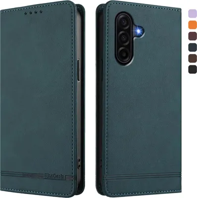 Produktbild von Hülle für Samsung Galaxy A57, Retro Kunstleder Ständer Klapphülle mit Kartenfächer und Magnetische Grün