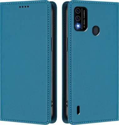 Image de Etui en cuir pour itel A48, étui magnétique en cuirPolyuréthaneavec support Lake blue